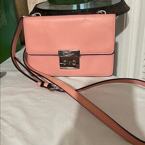 Michael Kors Coral Crossbody Bag with Silver Accents